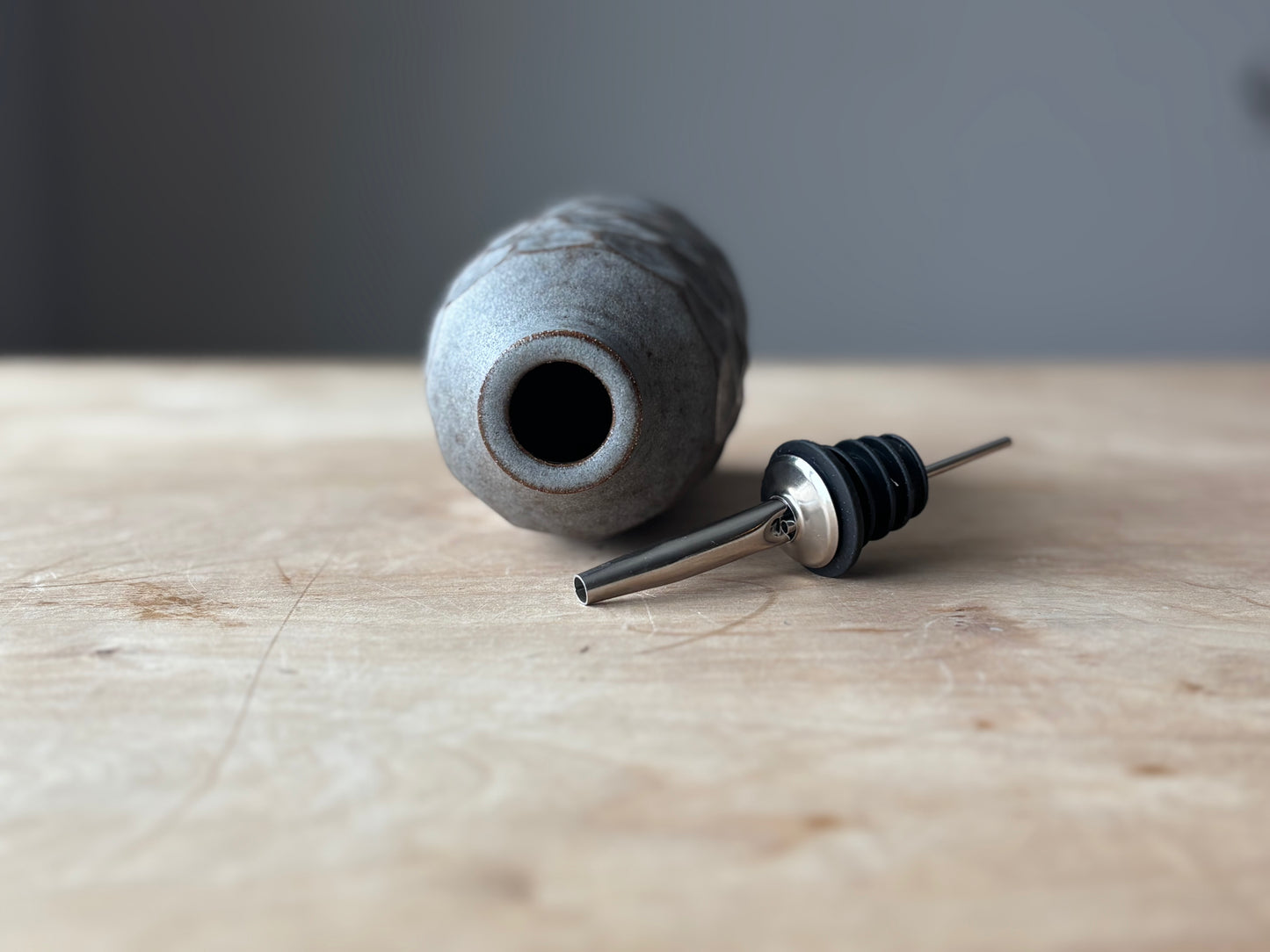 Grey Faceted Oil Pourer