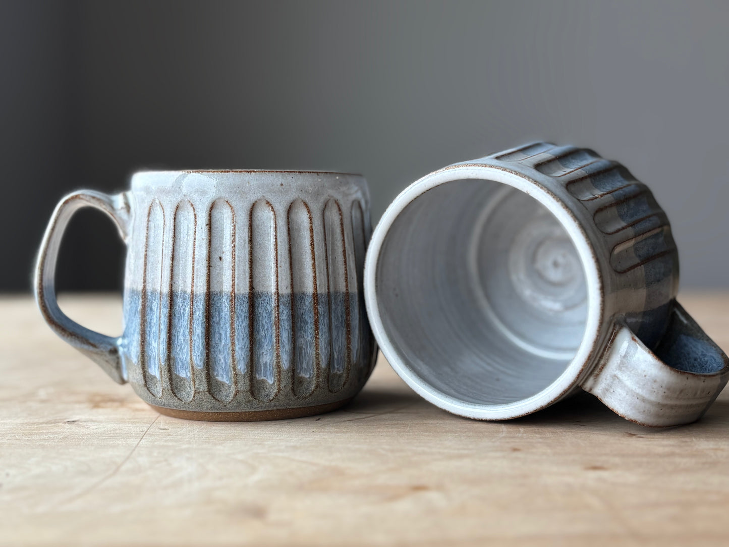 Striped mug - blue grey