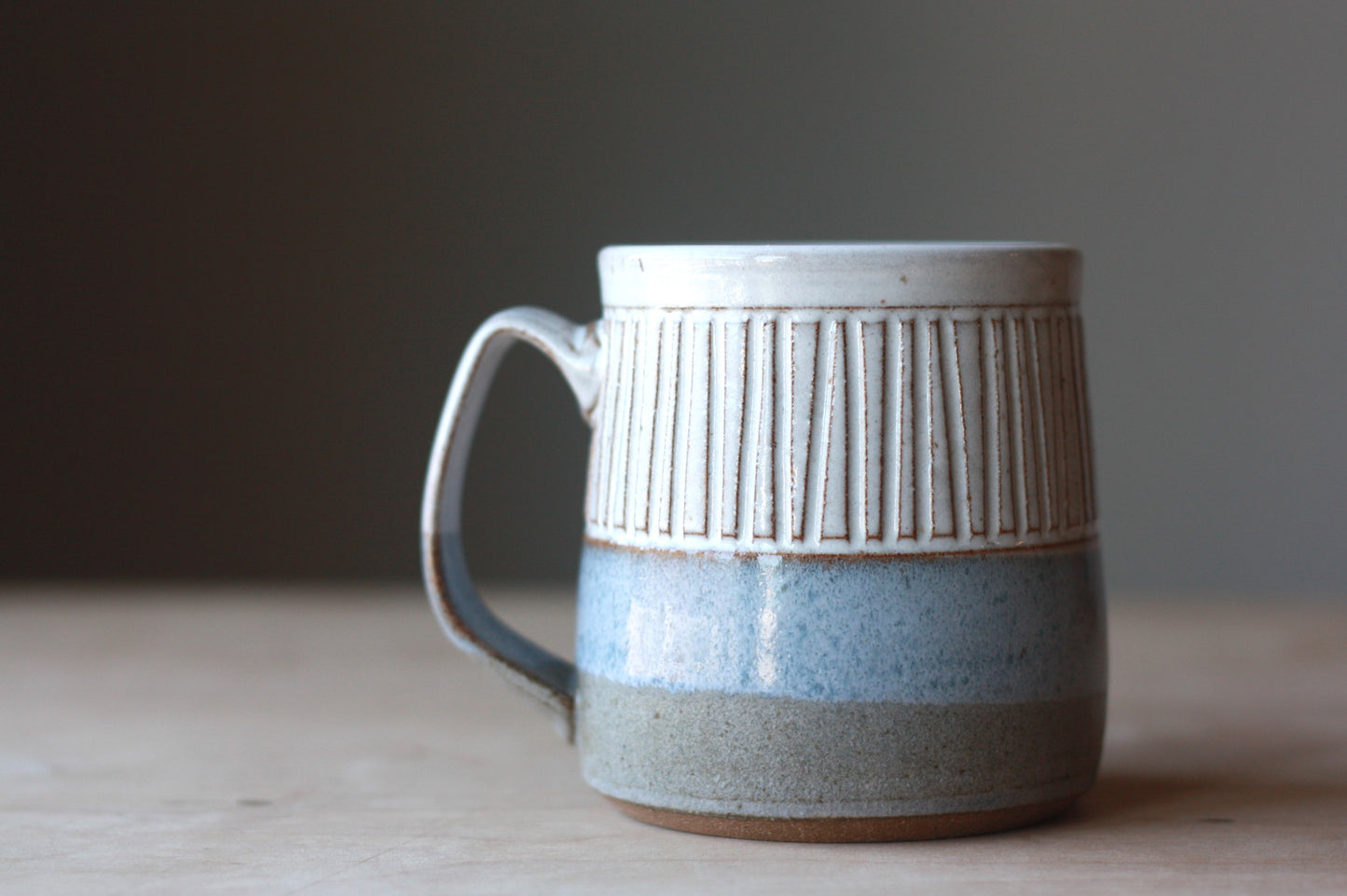 Blue - grey striped Mug