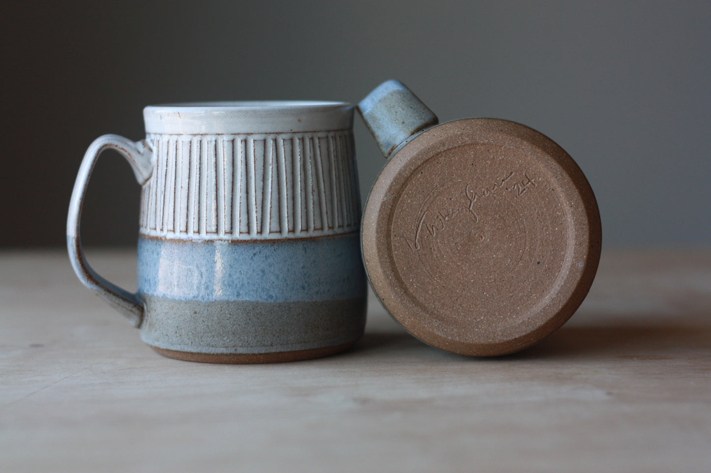 Blue - grey striped Mug