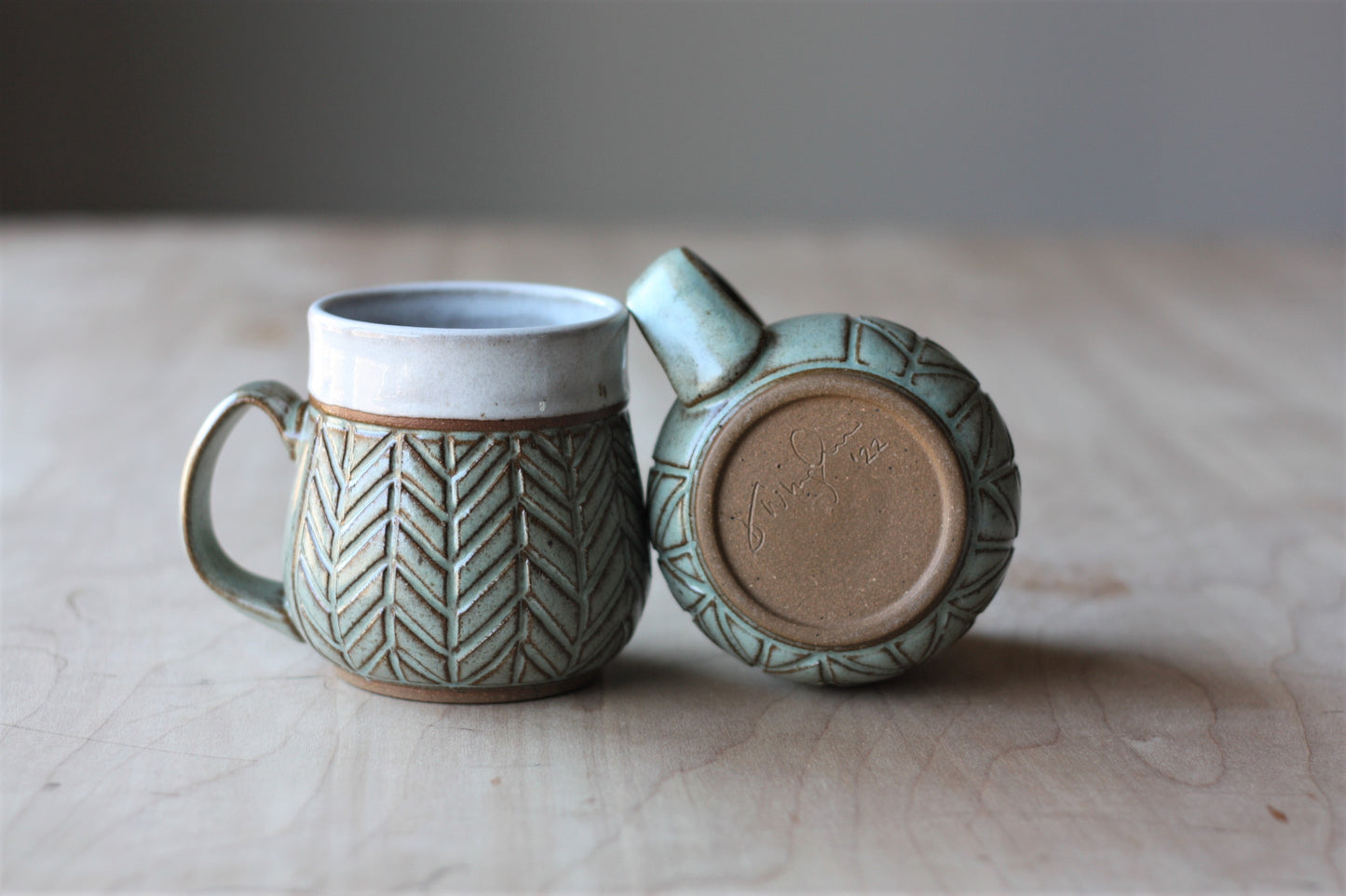 Mint Herringbone Mug