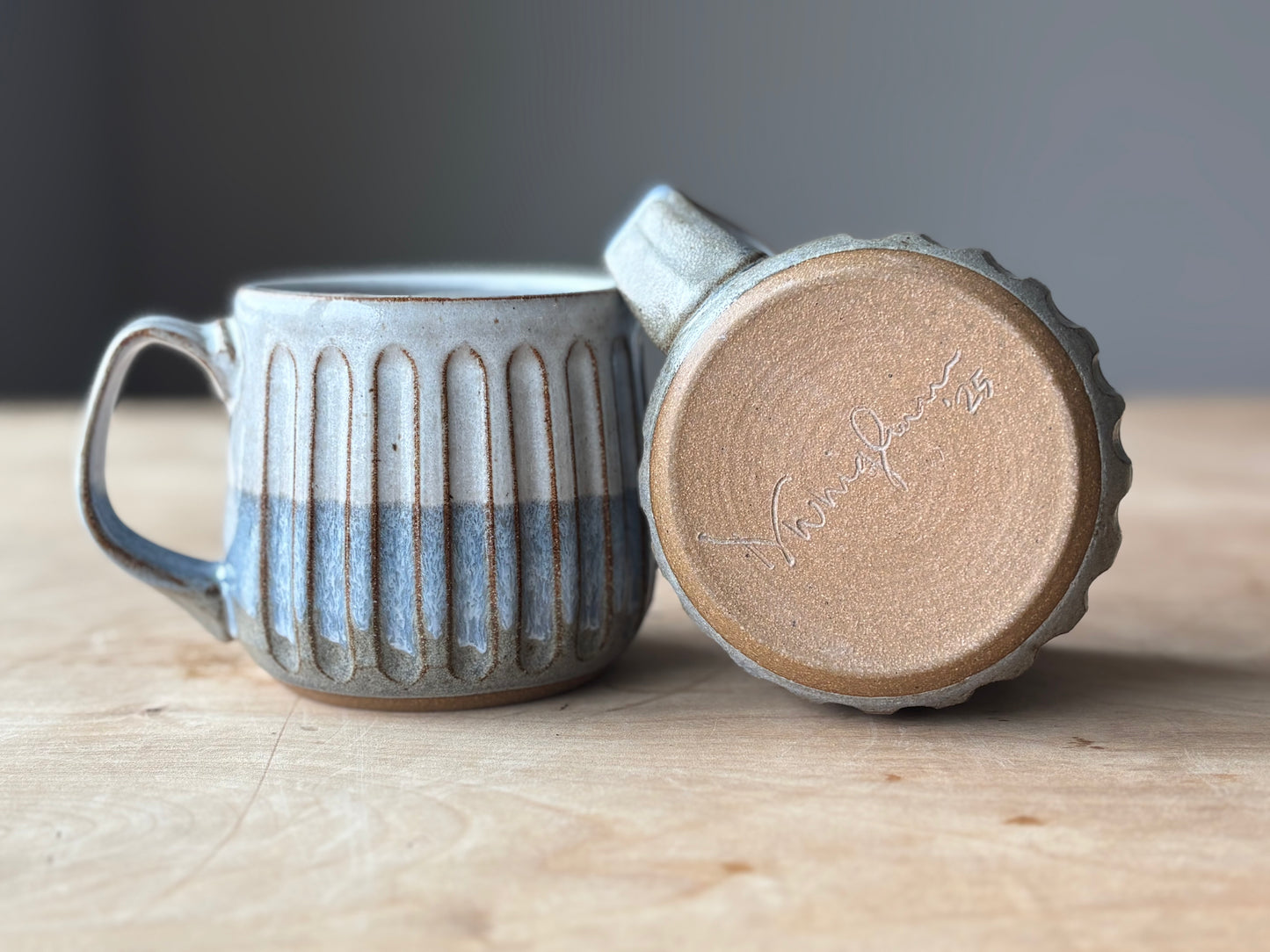 Striped mug - blue grey