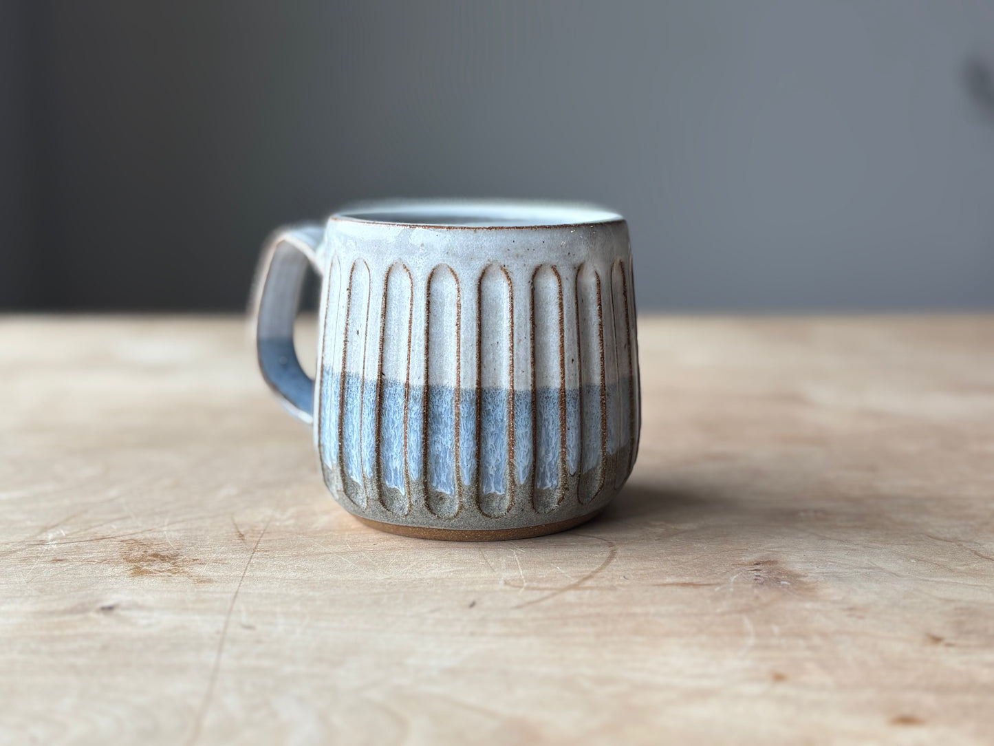 Striped mug - blue grey