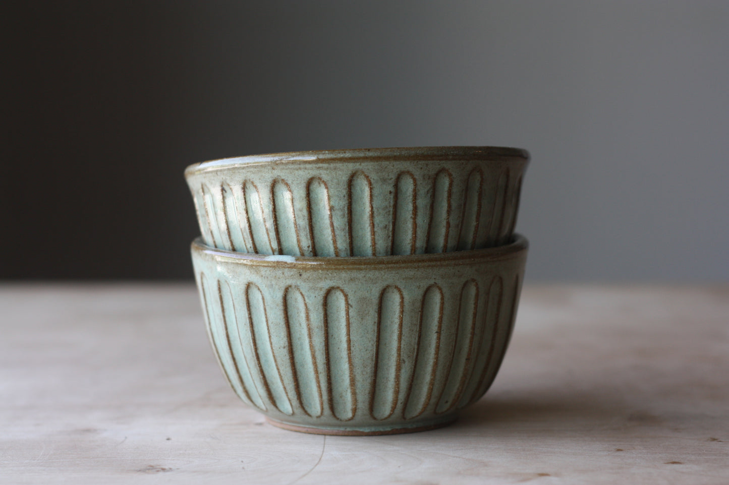 Mint Striped Bowls - Set of two