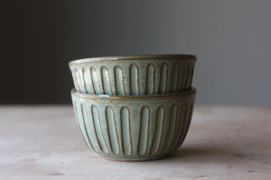 Mint Striped Bowls - Set of two