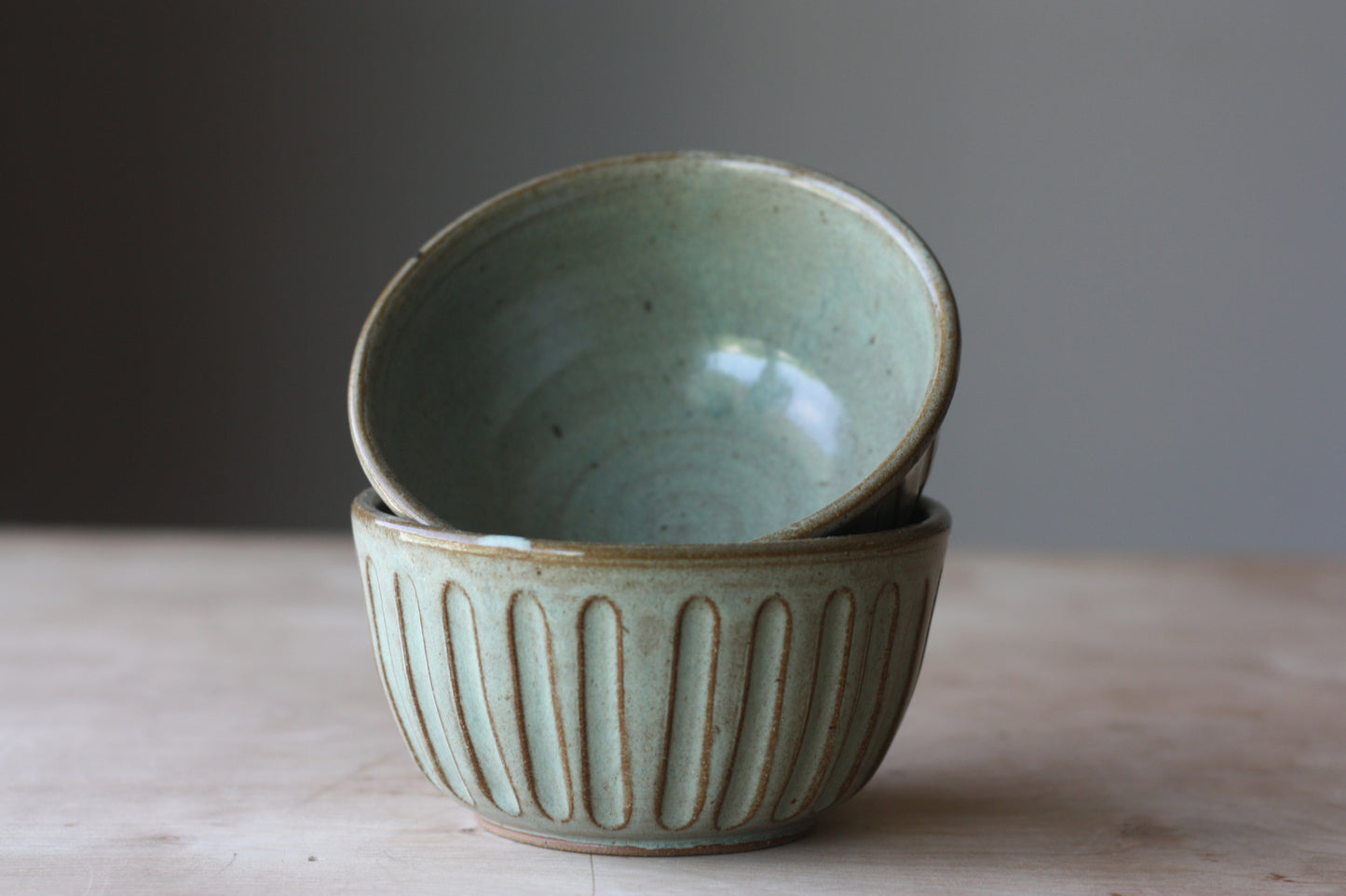 Mint Striped Bowls - Set of two