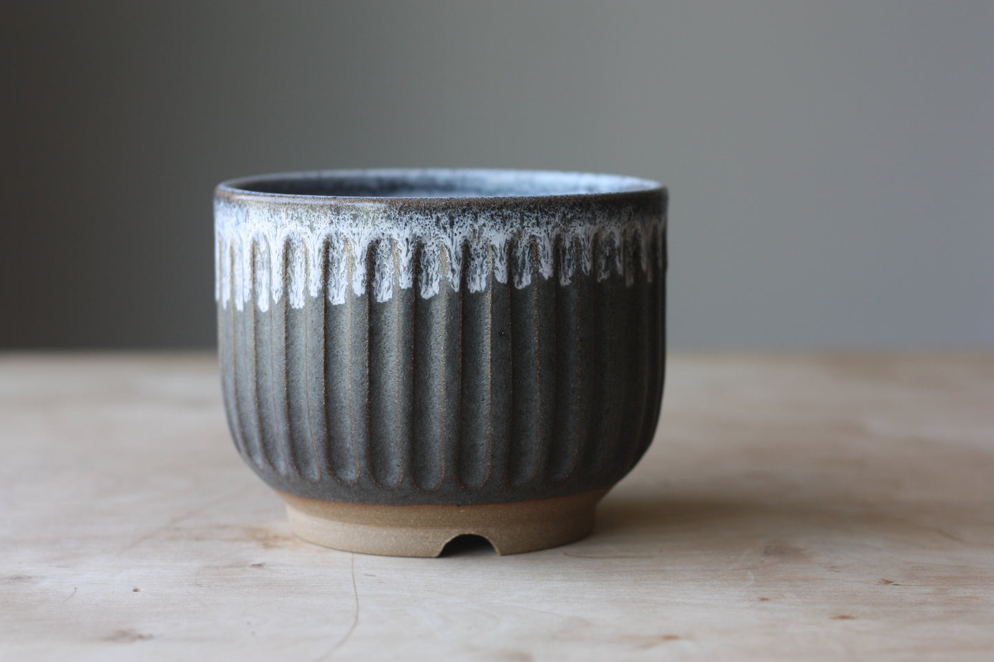 Grey and White Striped Planter