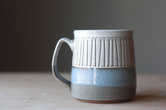 Blue - grey striped Mug